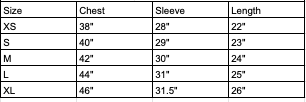 Size Chart